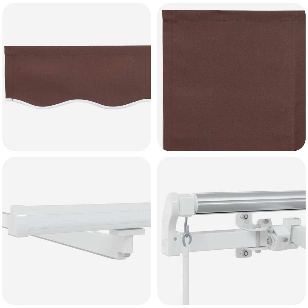 markise med LED-lys 600x300 cm automatisk betjening brun
