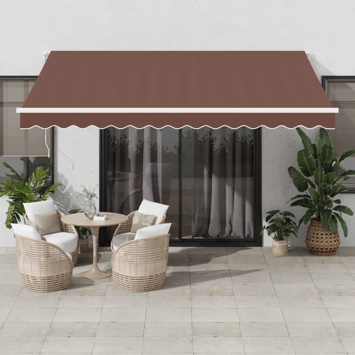 markise med LED-lys 400x350 cm manuel betjening brun
