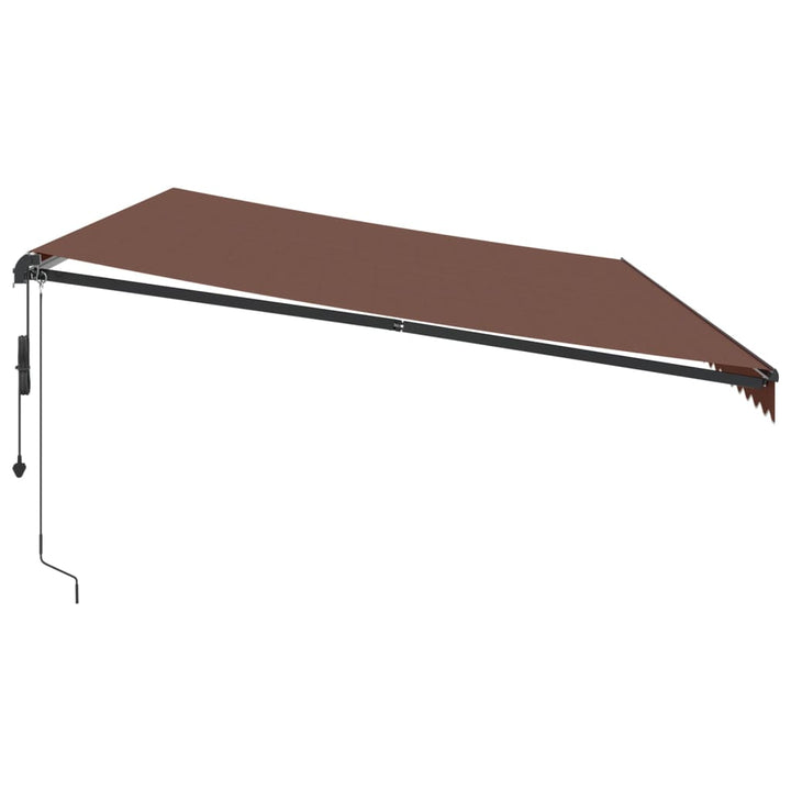 markise med LED-lys 600x350 cm automatisk betjening brun