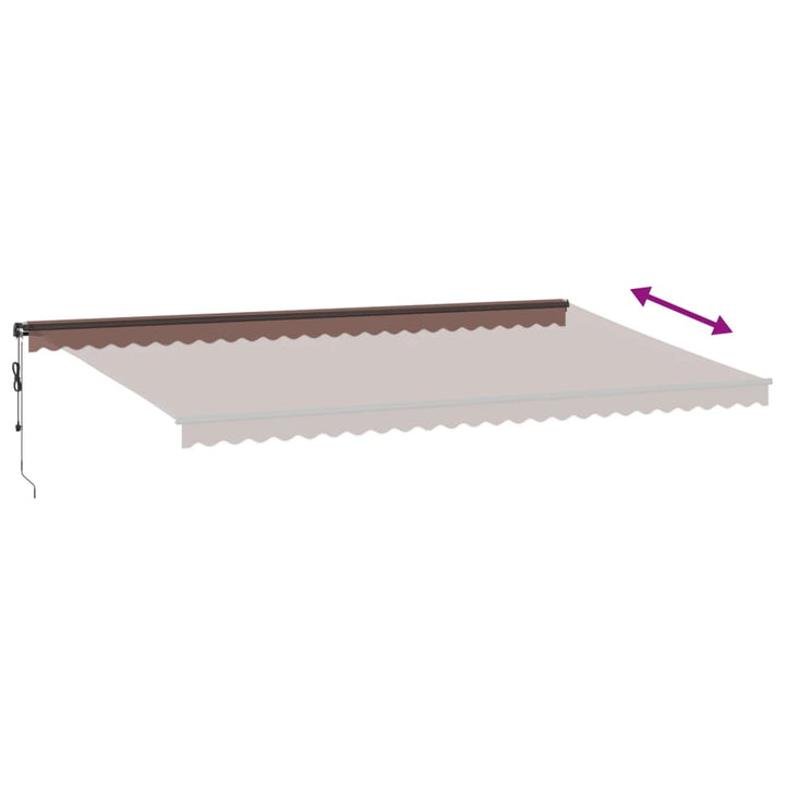 markise med LED-lys 600x350 cm automatisk betjening brun