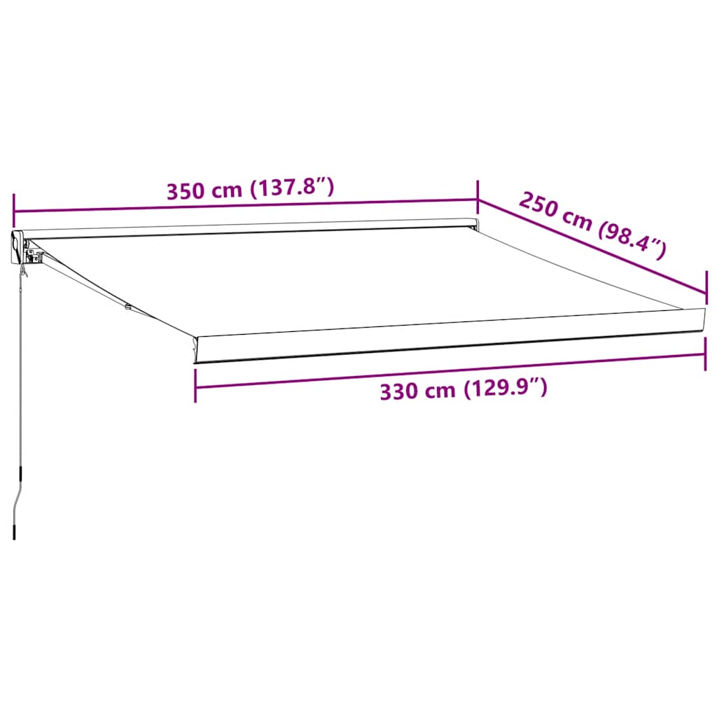 markise 350x250 cm manuel betjening brun