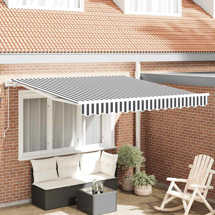 markise 300x250 cm automatisk betjening antracitgrå og hvid
