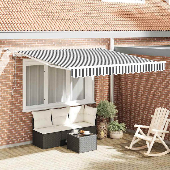 markise m. LED 300x250 cm automatisk betjening antracitgrå hvid