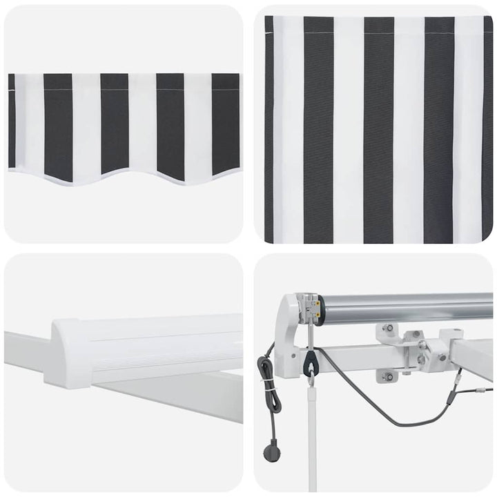 markise m. LED 450x300 cm automatisk betjening antracitgrå hvid
