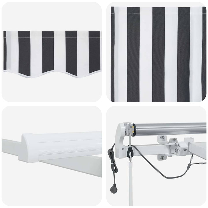 markise m. LED 500x300 cm automatisk betjening antracitgrå hvid