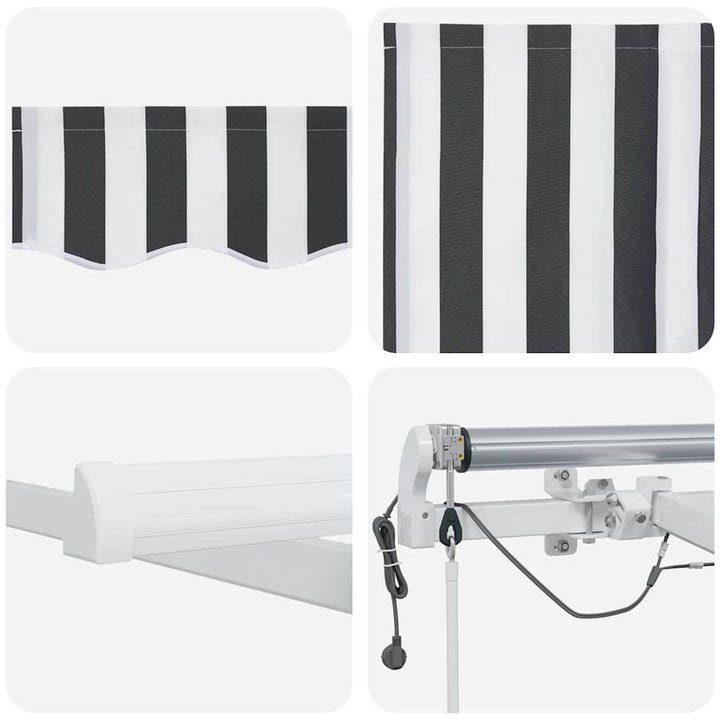 markise m. LED 600x300 cm automatisk betjening antracitgrå hvid
