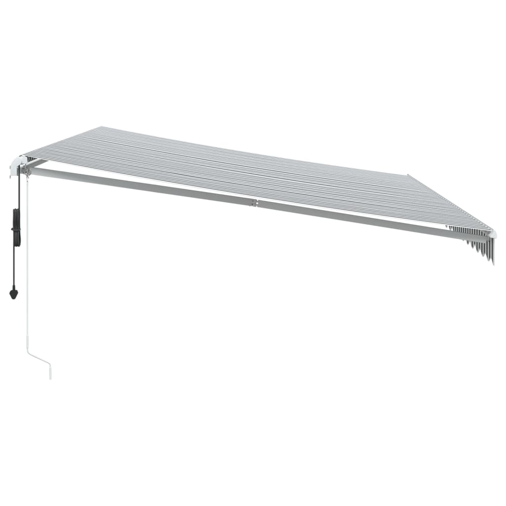 markise 500x350 cm automatisk betjening antracitgrå og hvid