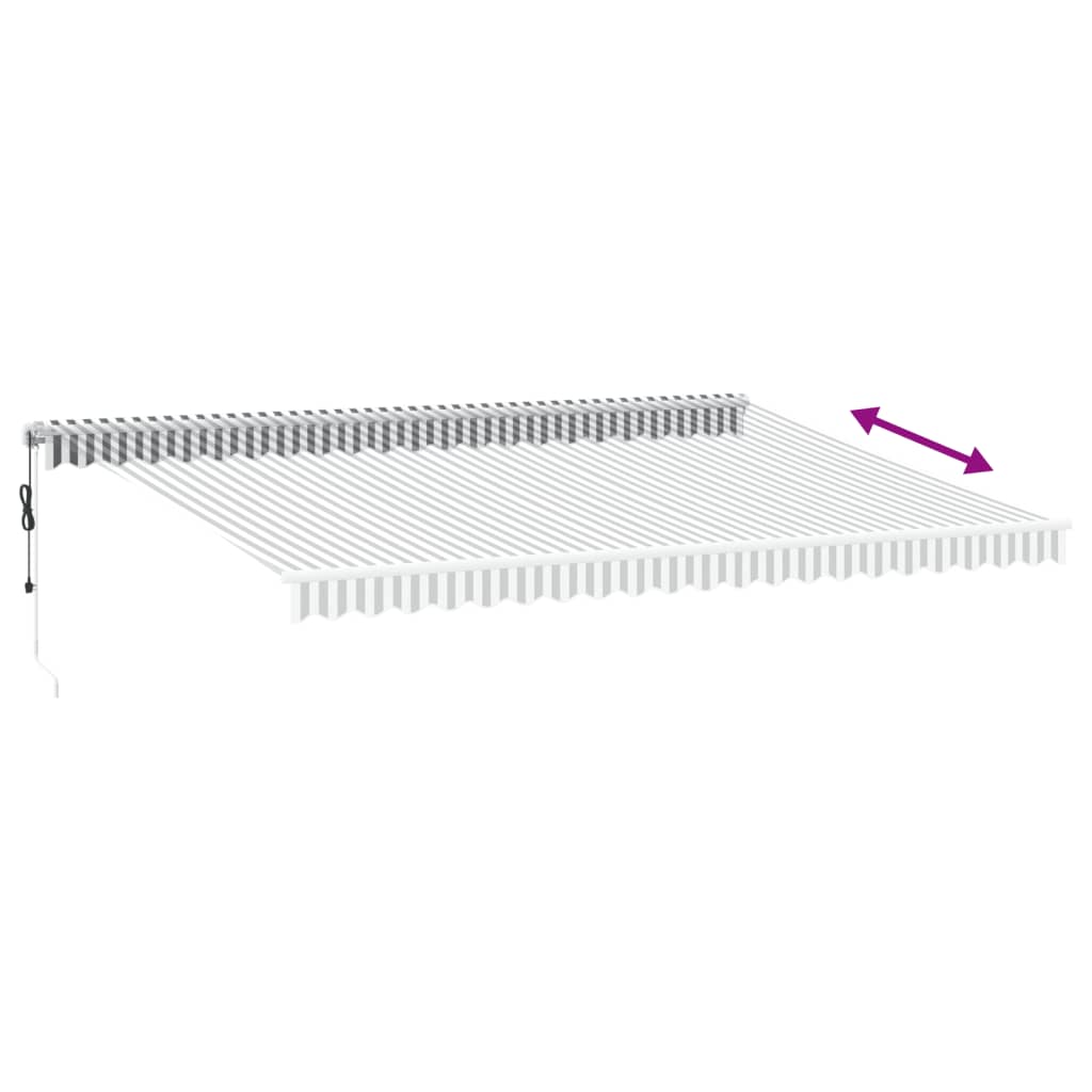 markise 500x350 cm automatisk betjening antracitgrå og hvid