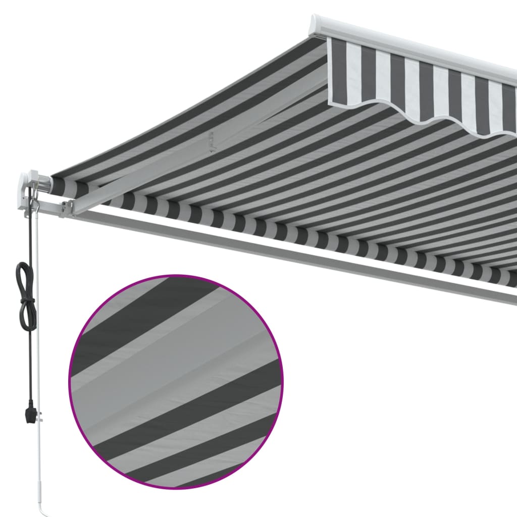 markise 500x350 cm automatisk betjening antracitgrå og hvid
