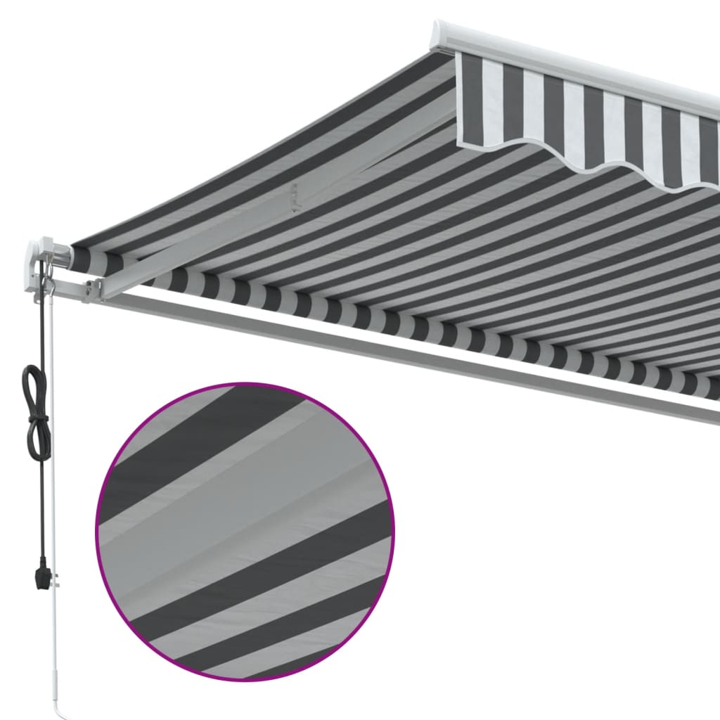markise 600x350 cm automatisk betjening antracitgrå og hvid