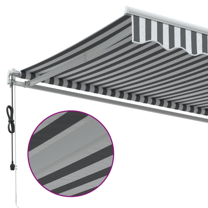 markise 600x350 cm automatisk betjening antracitgrå og hvid