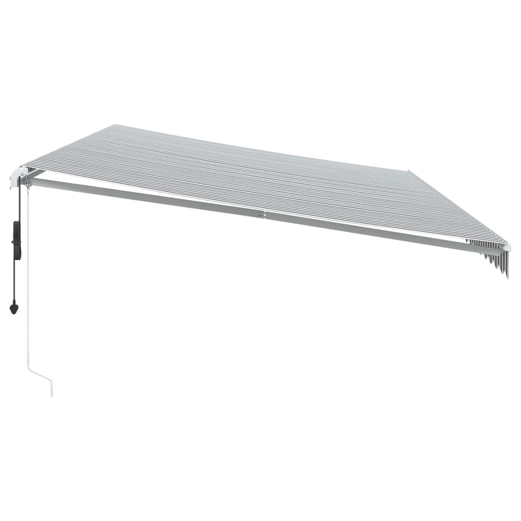 markise m. LED 600x350 cm automatisk betjening antracitgrå hvid