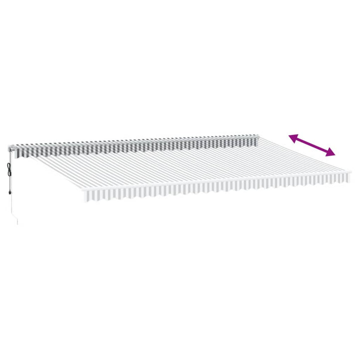 markise m. LED 600x350 cm automatisk betjening antracitgrå hvid