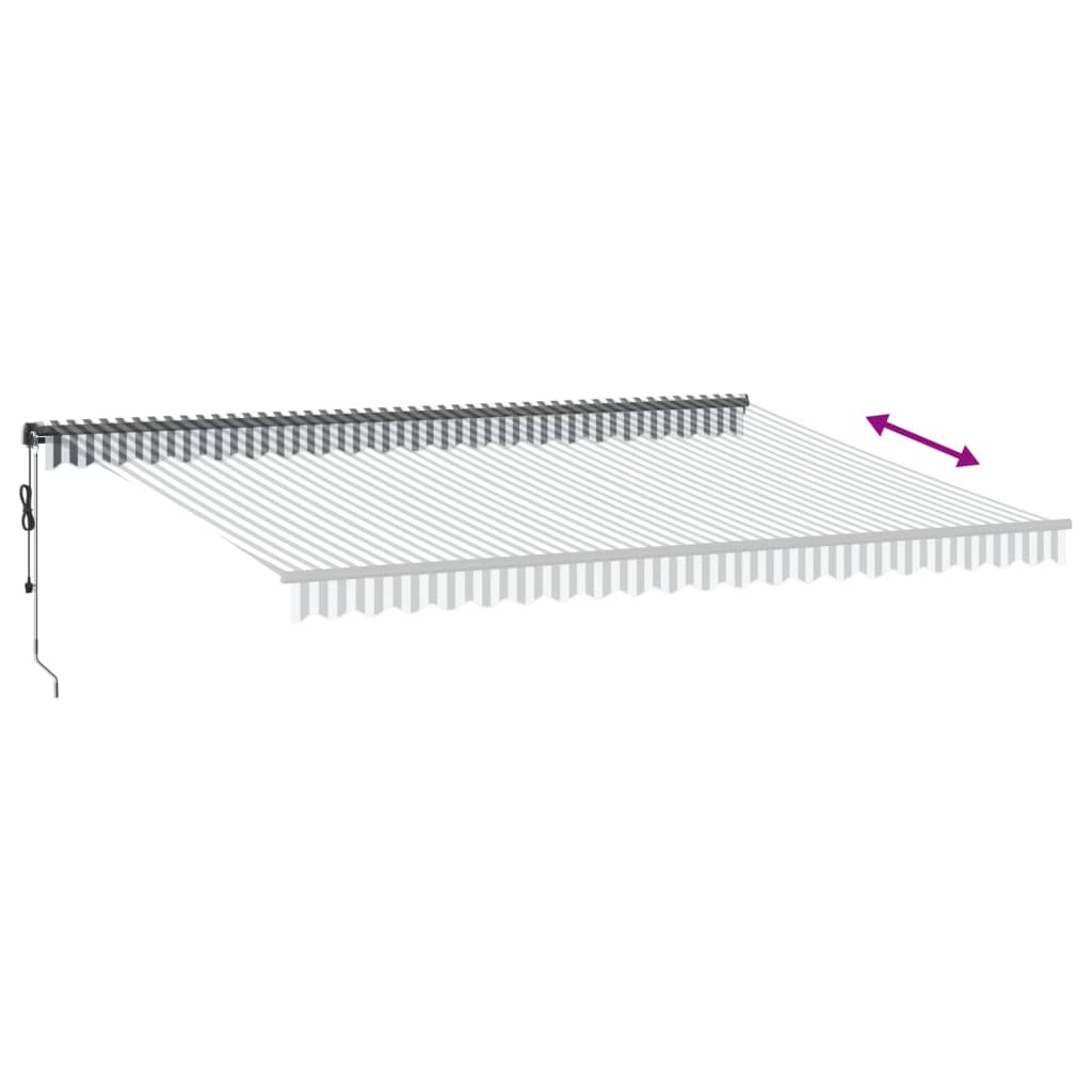 markise 500x350 cm automatisk betjening antracitgrå og hvid