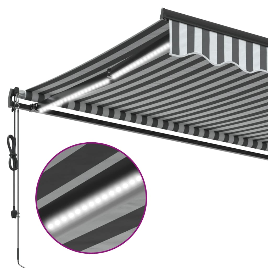 Udtrækkelig markise Anthracit og hvid 500 × 350 cm Polyester