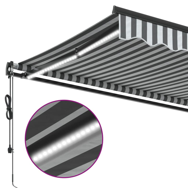 Udtrækkelig markise Anthracit og hvid 500 × 350 cm Polyester