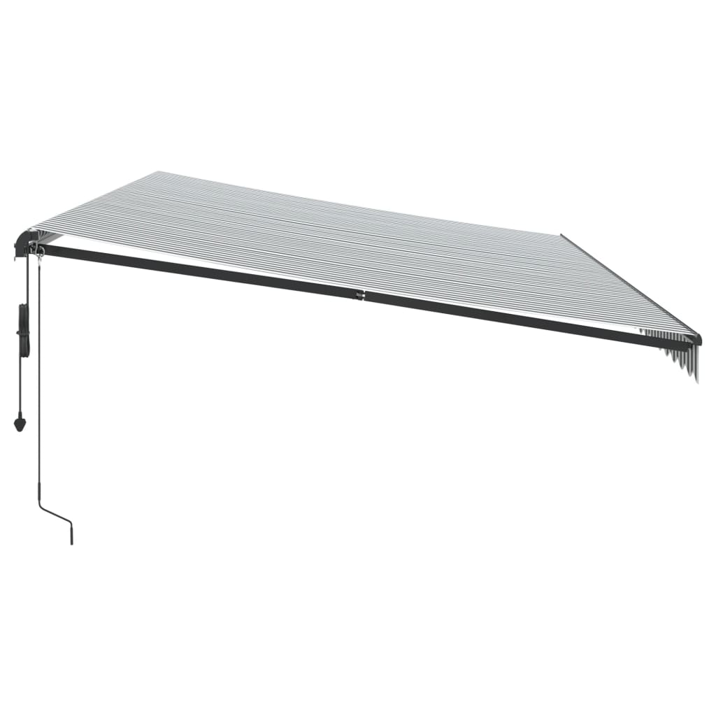 markise 600x350 cm automatisk betjening antracitgrå og hvid