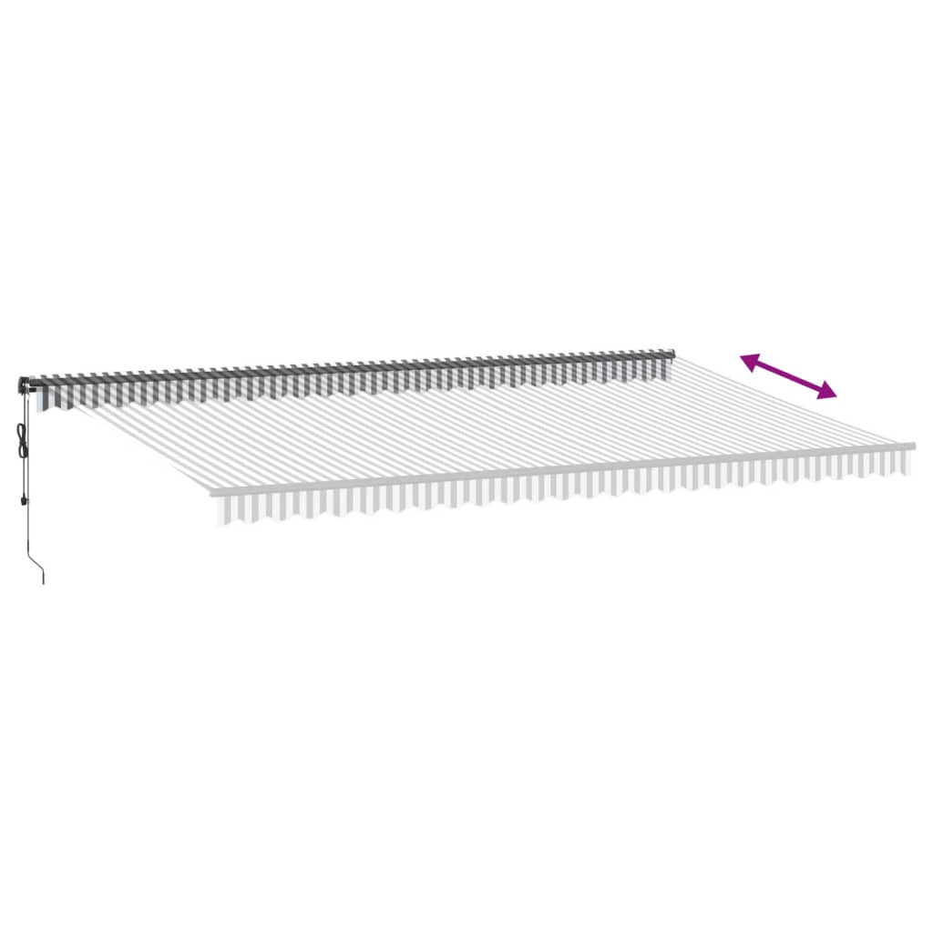 markise 600x350 cm automatisk betjening antracitgrå og hvid