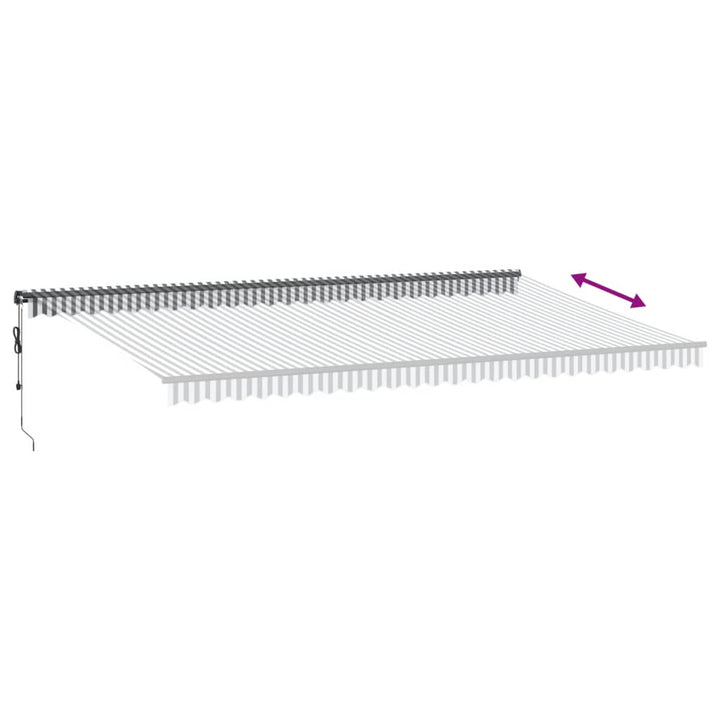 markise 600x350 cm automatisk betjening antracitgrå og hvid