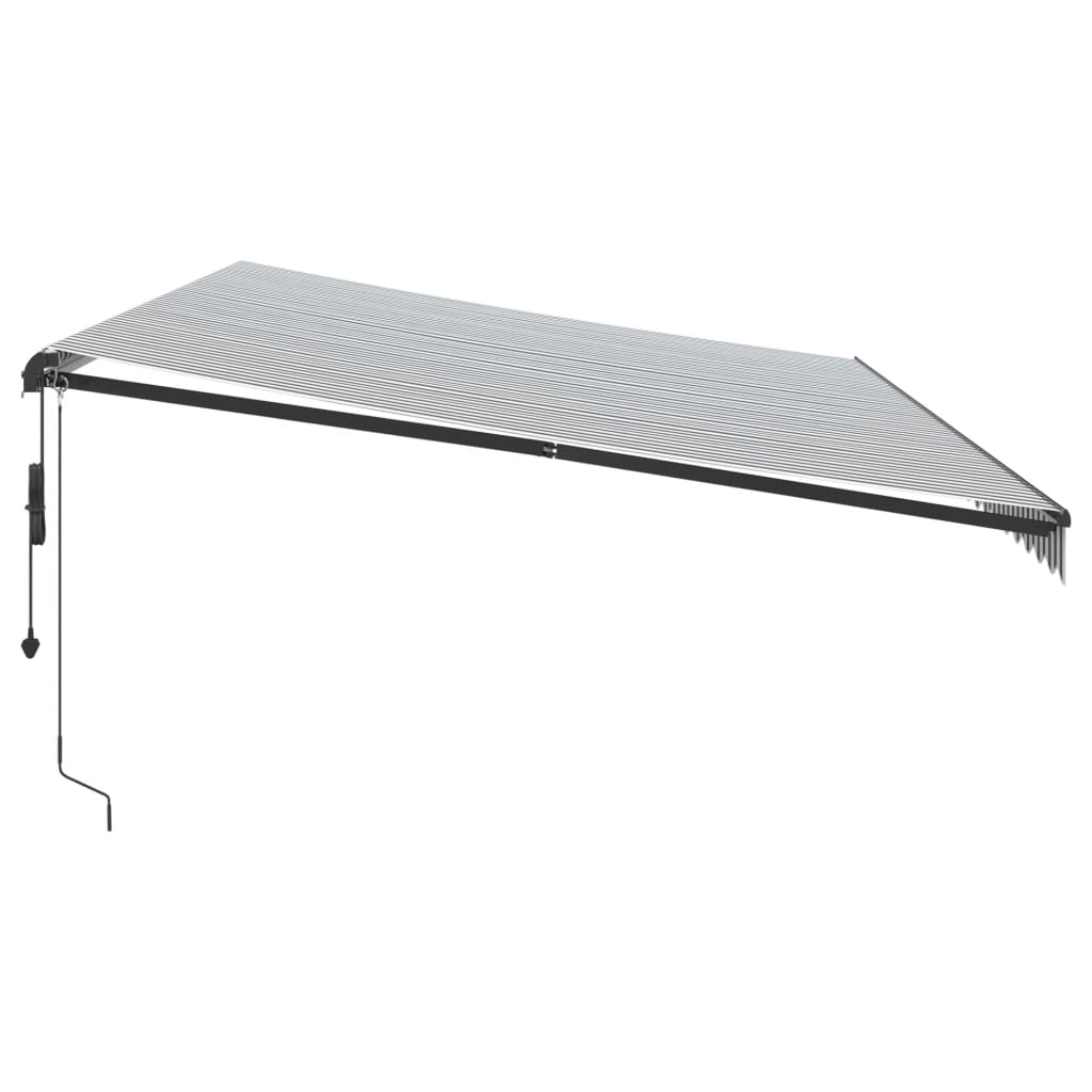 markise m. LED 600x350 cm automatisk betjening antracitgrå hvid
