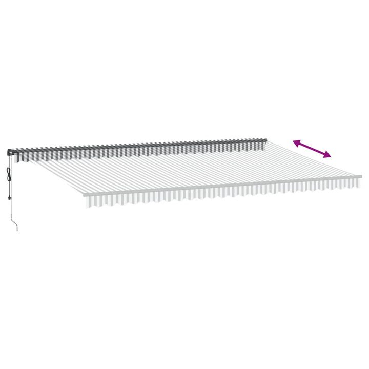 markise m. LED 600x350 cm automatisk betjening antracitgrå hvid