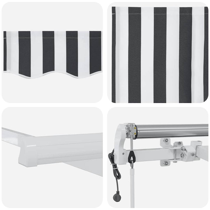 markise 400x300 cm automatisk betjening antracitgrå og hvid
