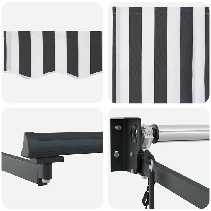 foldemarkise 5x3 m stof og aluminium antracitgrå og hvid
