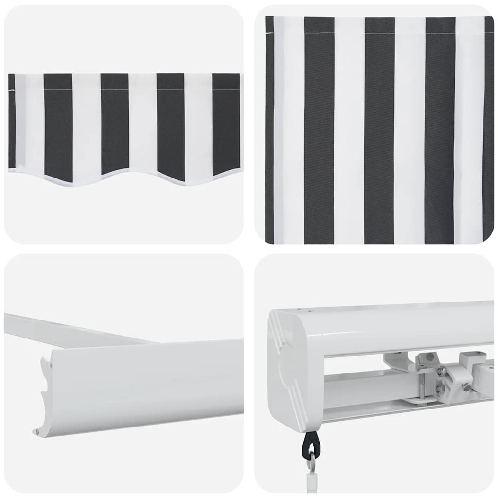 foldemarkise 4x3 m stof og aluminium antracitgrå og hvid