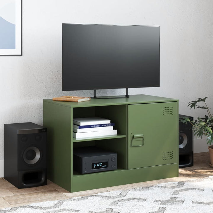 tv-bord 67x39x44 cm stål olivengrøn
