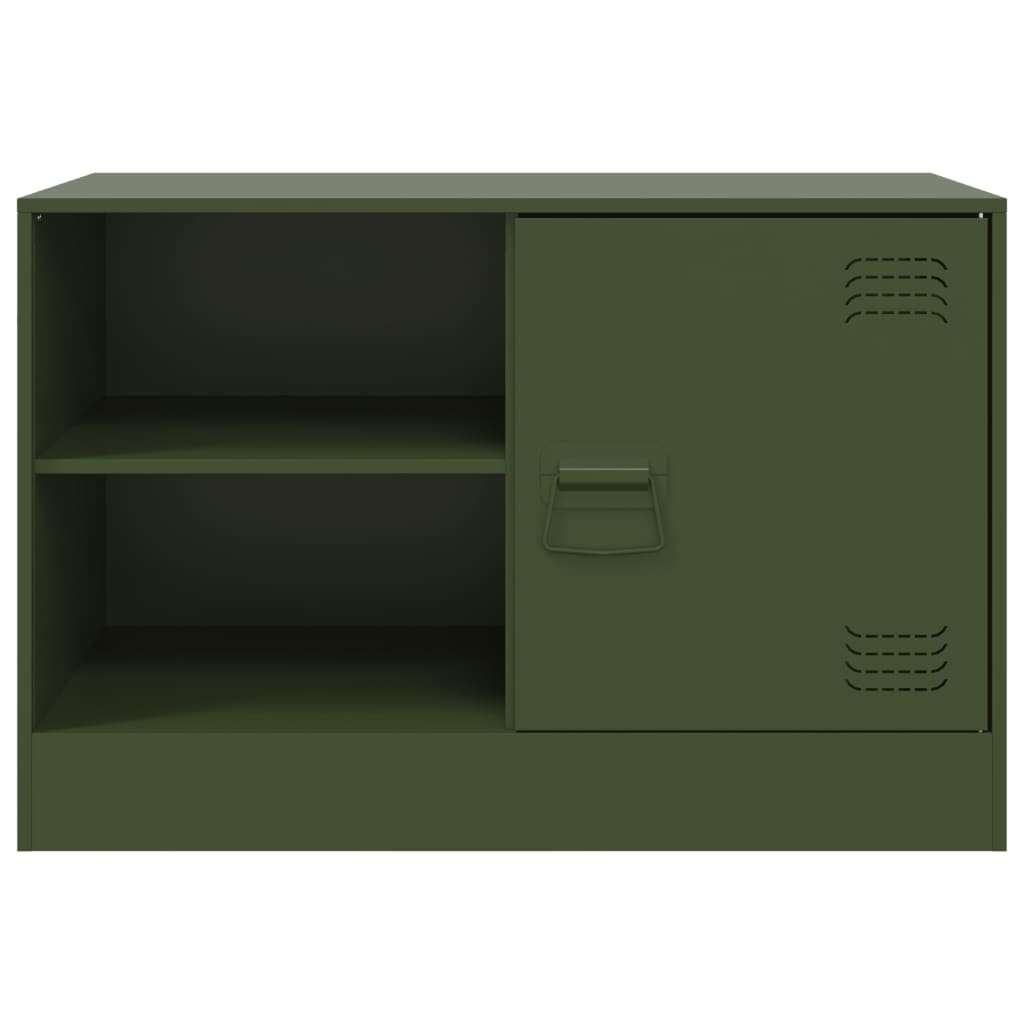 tv-bord 67x39x44 cm stål olivengrøn