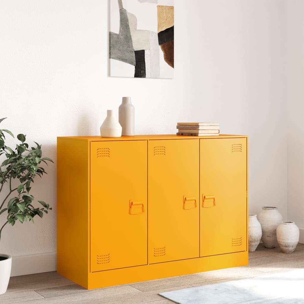 skænk 99x39x73 cm stål sennepsgul
