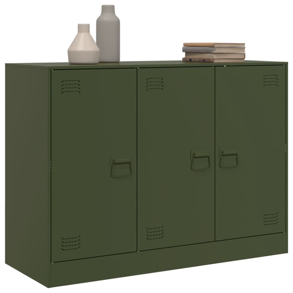 skænk 99x39x73 cm stål olivengrøn