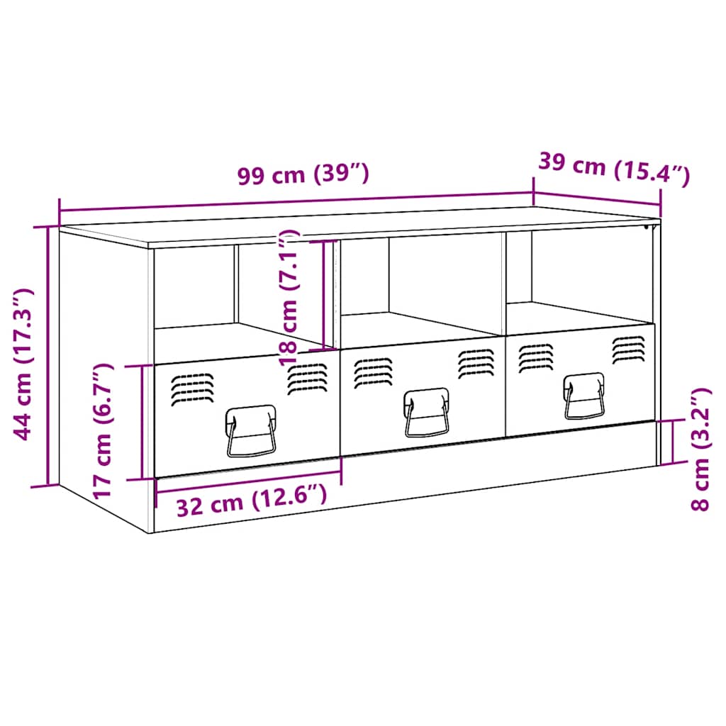 tv-bord 99x39x44 cm stål sort