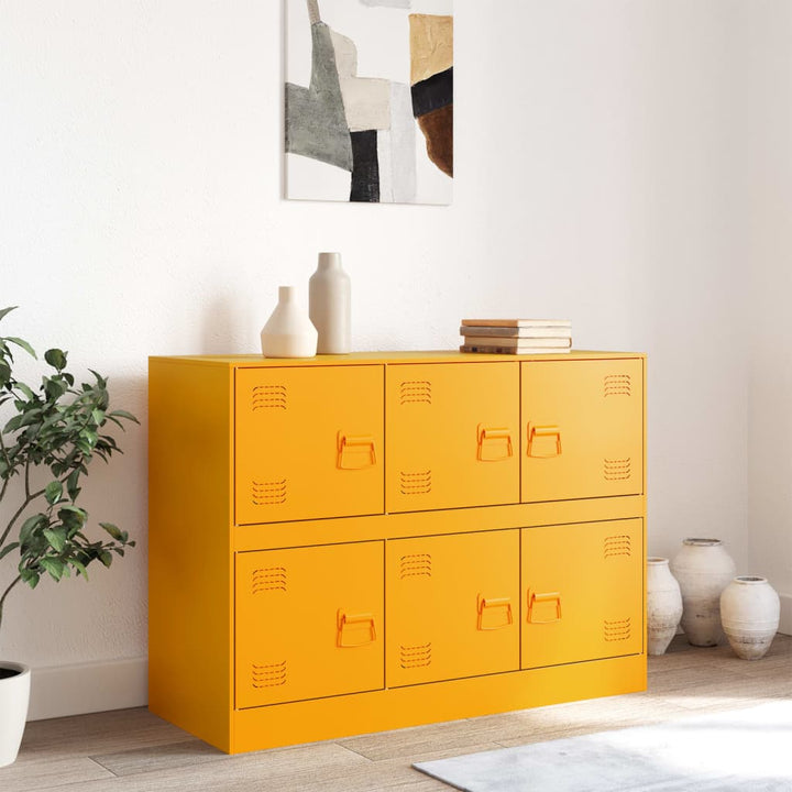 skænk 99x39x73 cm stål sennepsgul