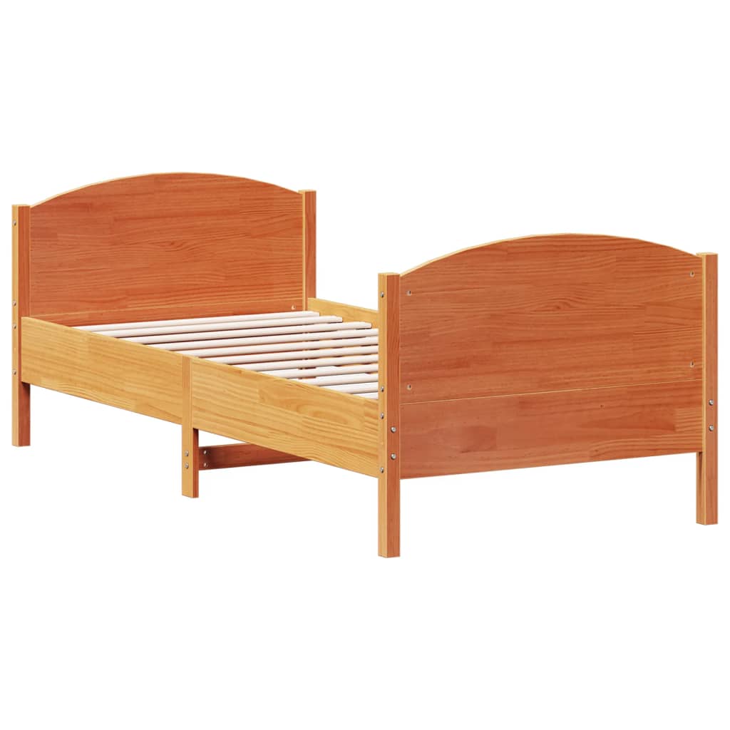 sengeramme uden madras 100x200 cm massivt fyrretræ gyldenbrun