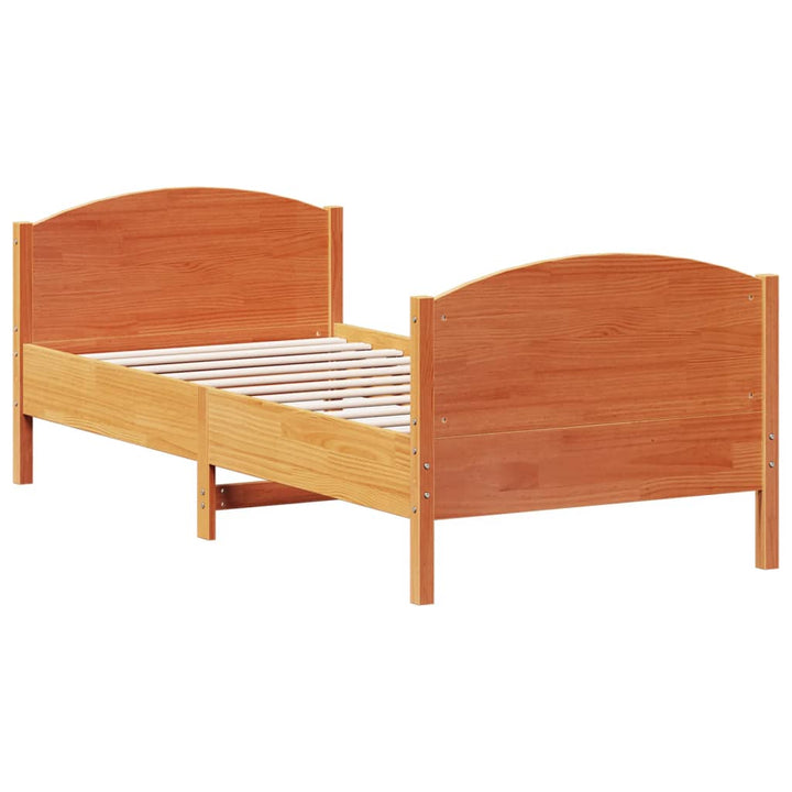 sengeramme uden madras 100x200 cm massivt fyrretræ gyldenbrun