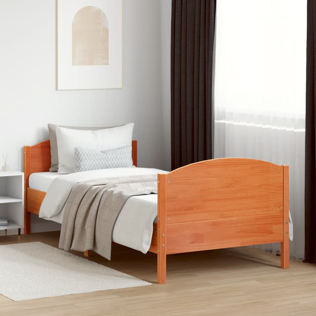 sengeramme uden madras 100x200 cm massivt fyrretræ gyldenbrun