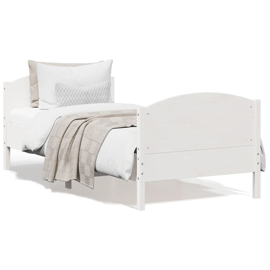 sengeramme uden madras 90x200 cm massivt fyrretræ hvid