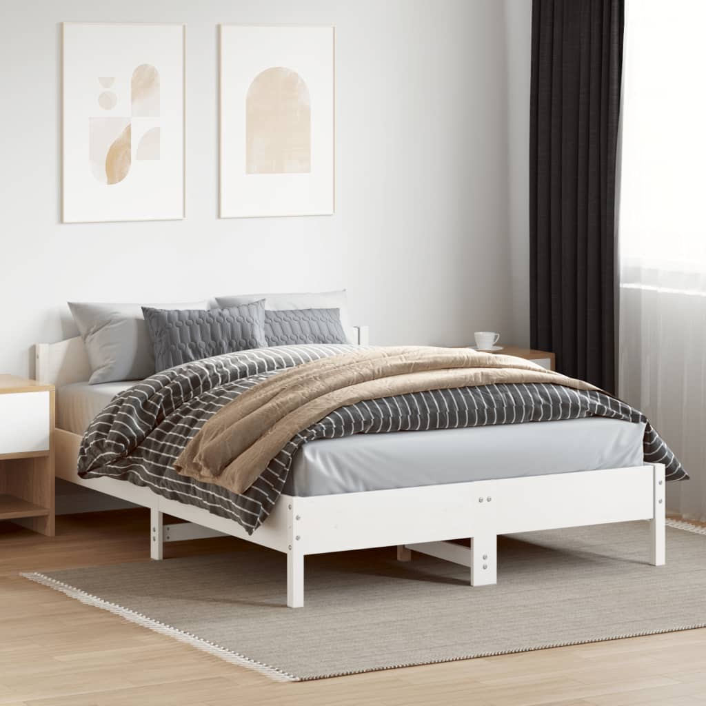 sengeramme uden madras 140x200 cm massivt fyrretræ hvid