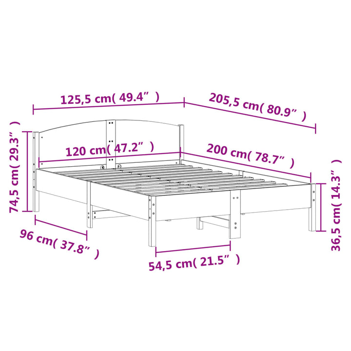 sengeramme uden madras 120x200 cm massivt fyrretræ gyldenbrun