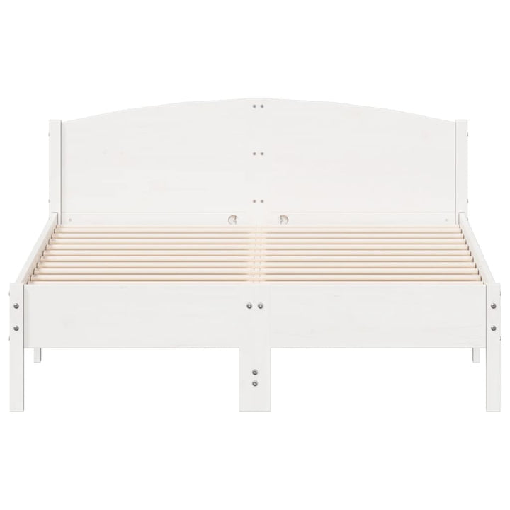 sengeramme uden madras 135x190 cm massivt fyrretræ hvid