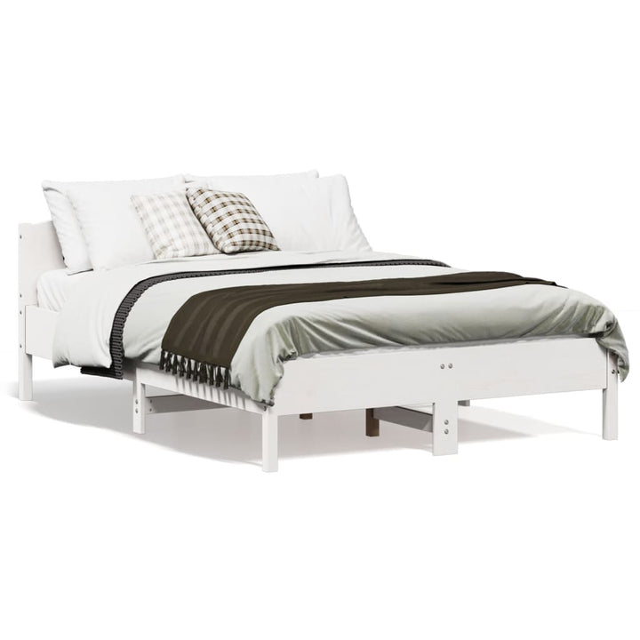 sengeramme uden madras 135x190 cm massivt fyrretræ hvid