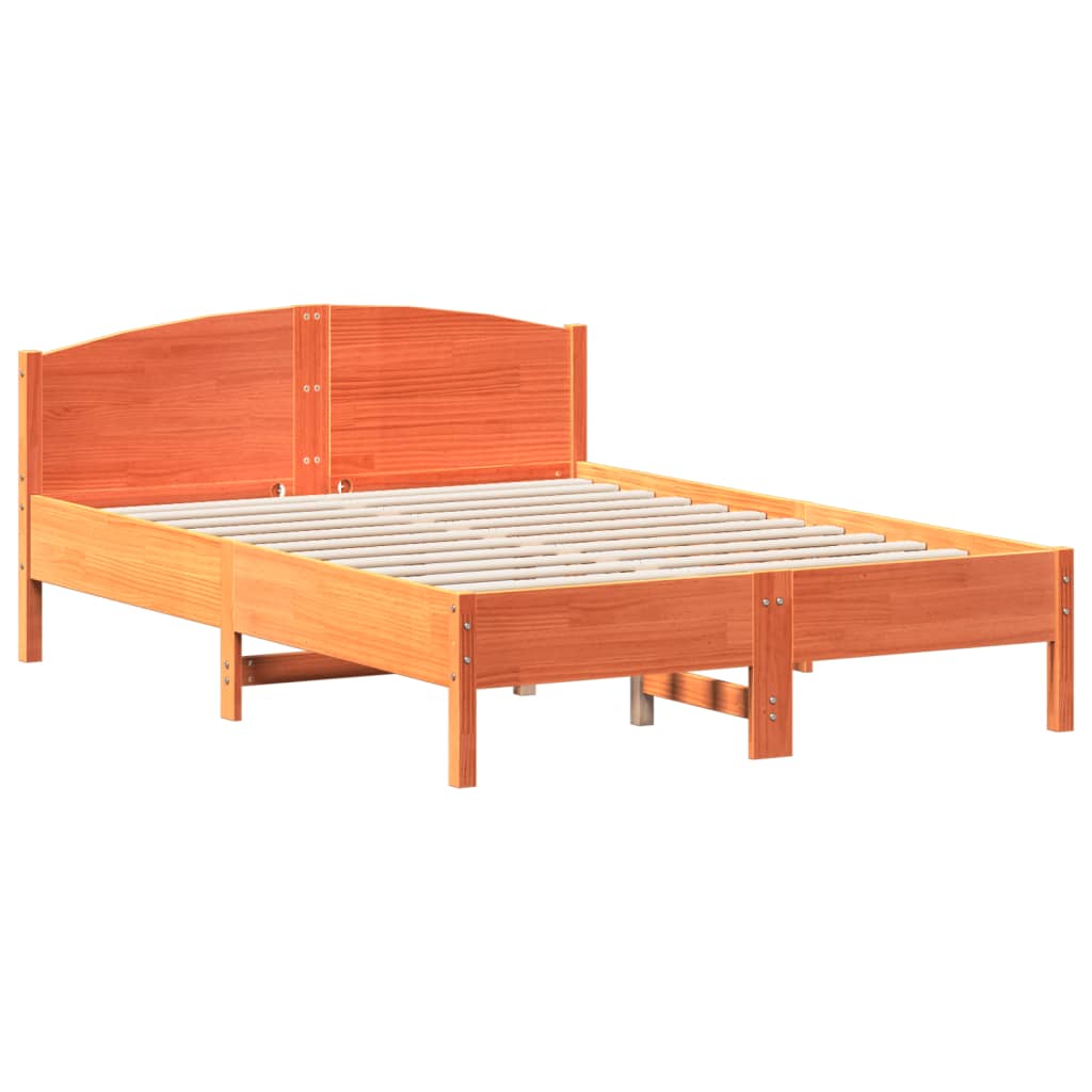 sengeramme uden madras 120x190 cm massivt fyrretræ gyldenbrun