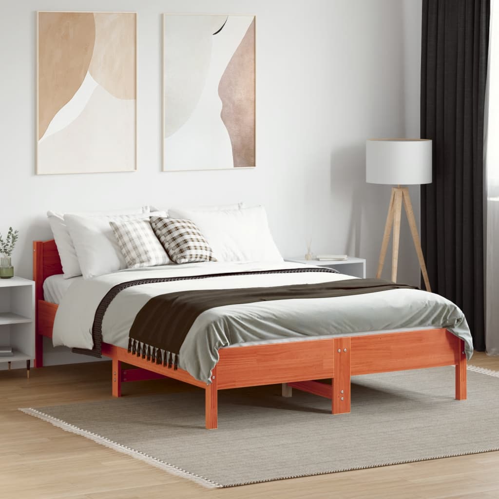 sengeramme uden madras 120x190 cm massivt fyrretræ gyldenbrun