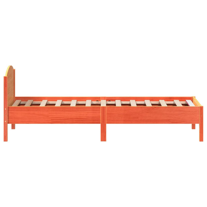 sengeramme uden madras 90x200 cm massivt fyrretræ gyldenbrun