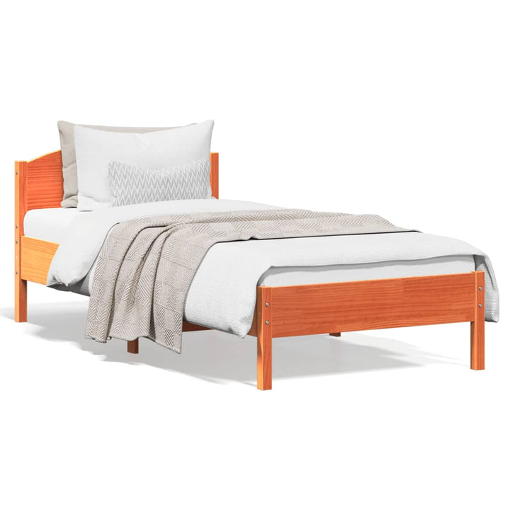 sengeramme uden madras 90x200 cm massivt fyrretræ gyldenbrun