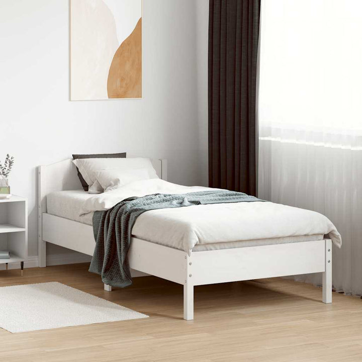 sengeramme uden madras 75x190 cm massivt fyrretræ hvid