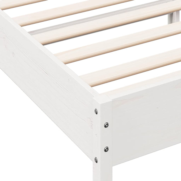 sengeramme uden madras 75x190 cm massivt fyrretræ hvid