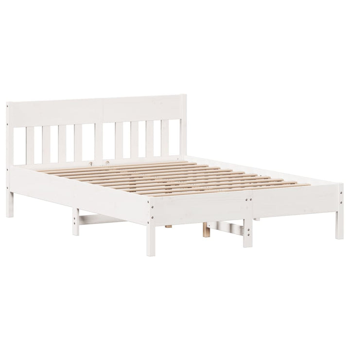 sengeramme uden madras 150x200 cm massivt fyrretræ hvid