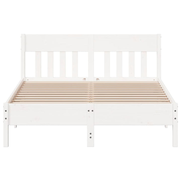 sengeramme uden madras 150x200 cm massivt fyrretræ hvid